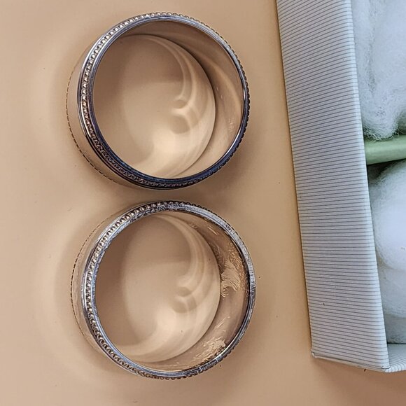 William-Sonoma Hotel Silver Napkin Rings Set Of 4 Silver-Plated Beaded Style - Picture 4 of 13